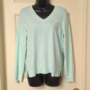​U.S. Polo Assn. Womens XL V-Neck Sweater Mint Green